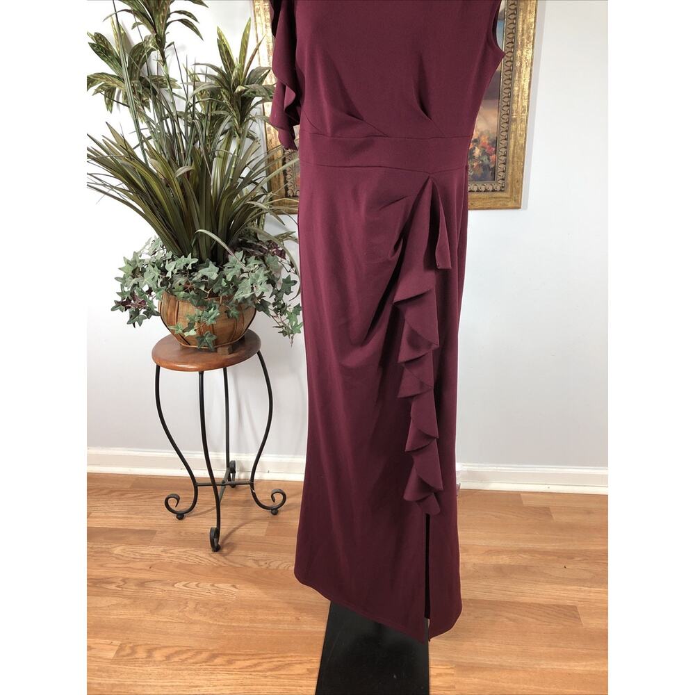 Woosea Women’s Maxi Dress Size M Burgundy Ruffle Sleeve Formal Evening Gown - Picture 2 of 11